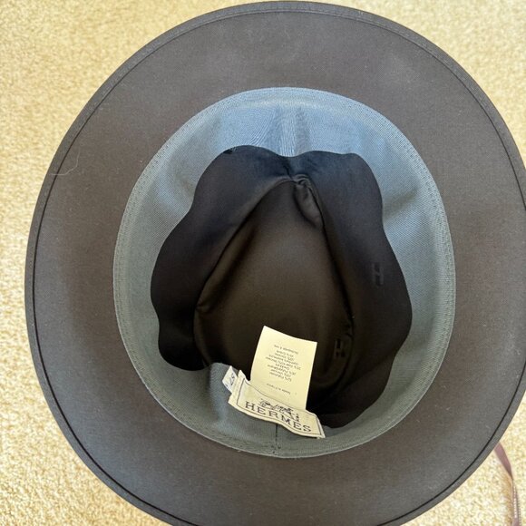 Hermès Fedora Clou de Selle – Black Cotton-Viscose, Original Box  & Ribbon - Picture 7 of 10